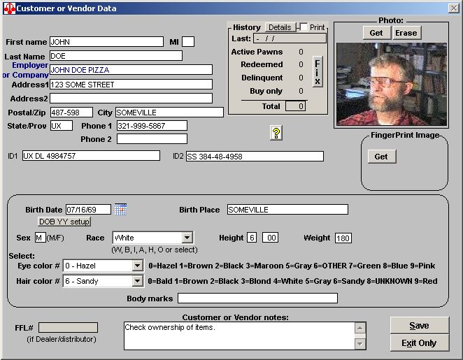 Customer data/photo display
